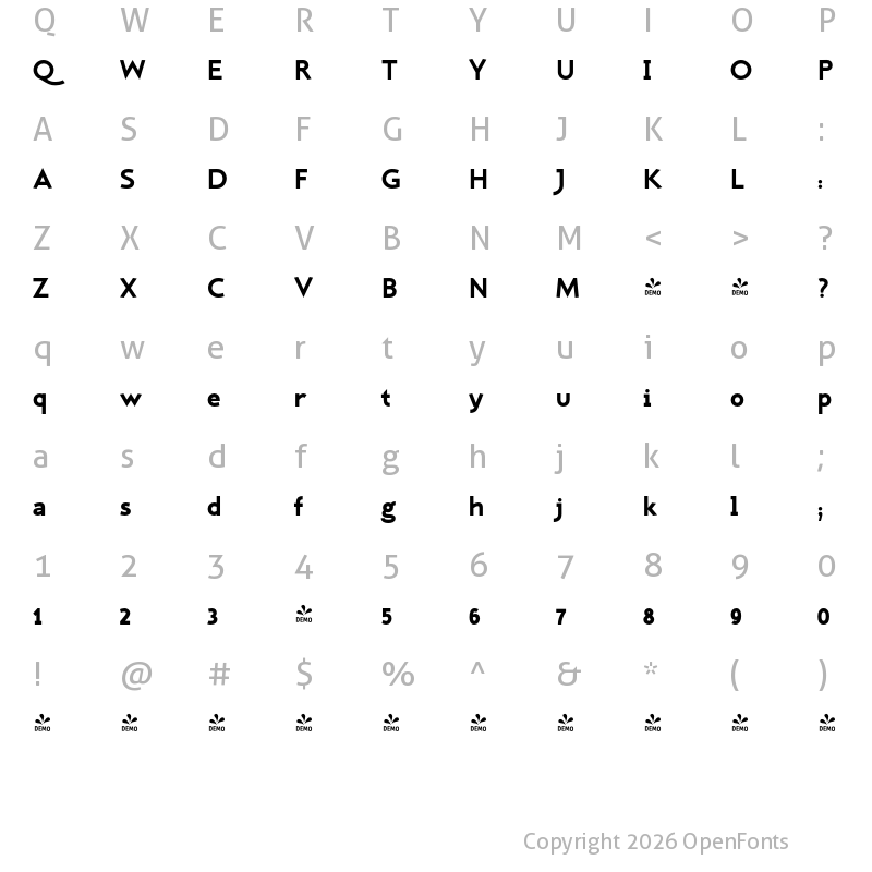 Character Map of FONTSPRING DEMO - Germania ExtraBold