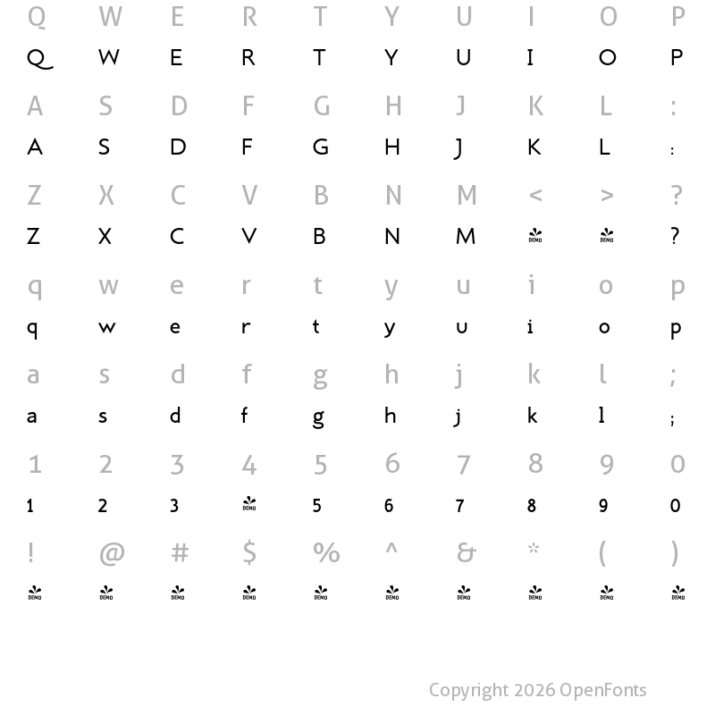Character Map of FONTSPRING DEMO - Germania Medium