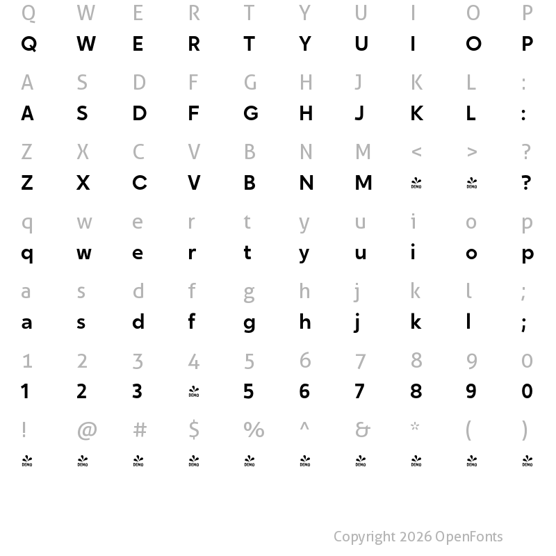 Character Map of FONTSPRING DEMO - Ghino Regular