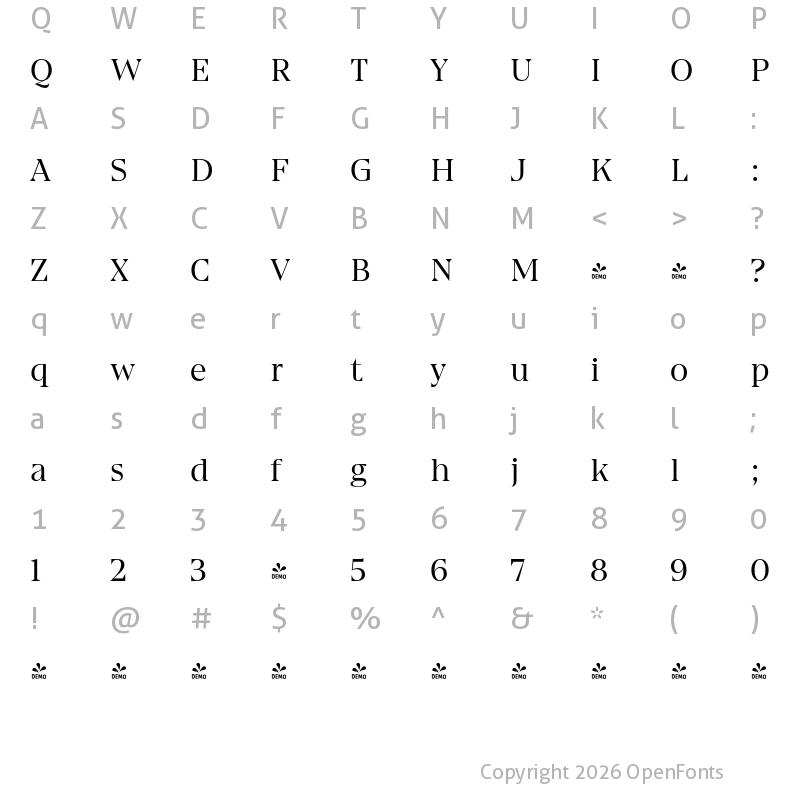 Character Map of FONTSPRING DEMO - Gio Light Regular
