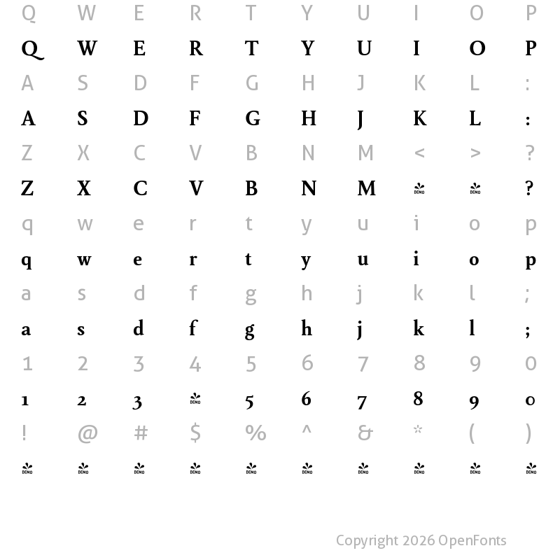 Character Map of FONTSPRING DEMO - Girando Pro Bold