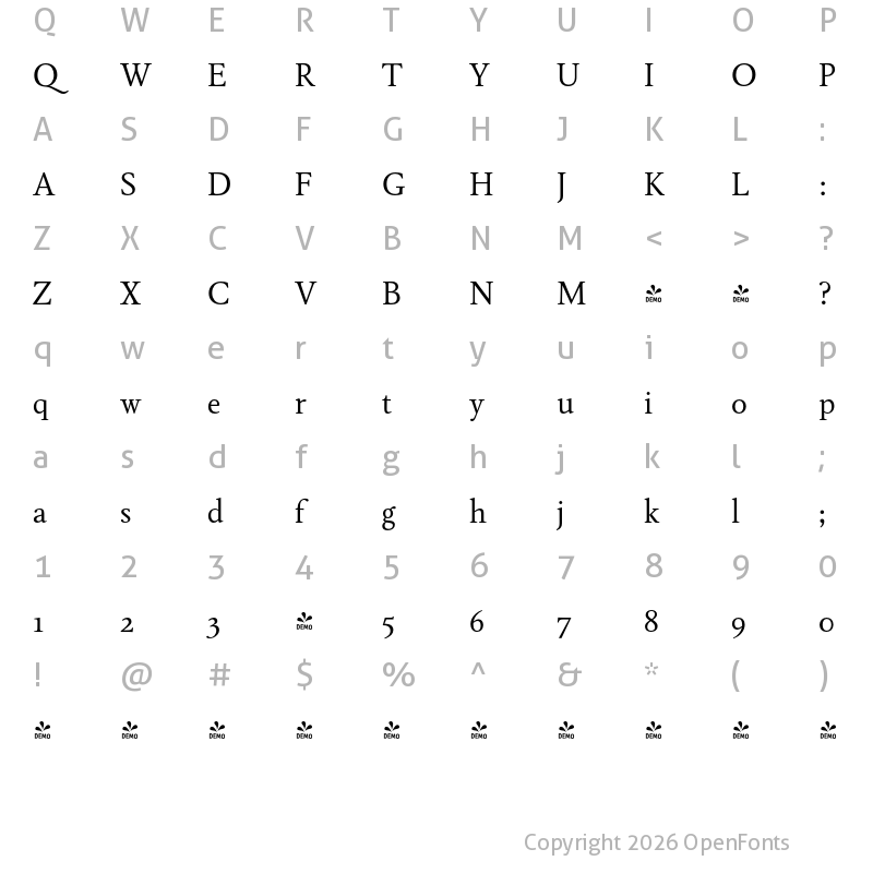 Character Map of FONTSPRING DEMO - Girando Pro Regular