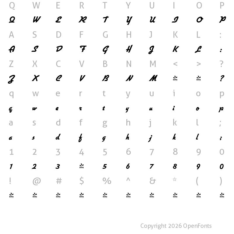Character Map of FONTSPRING DEMO - Giulio Pro Xbold Regular