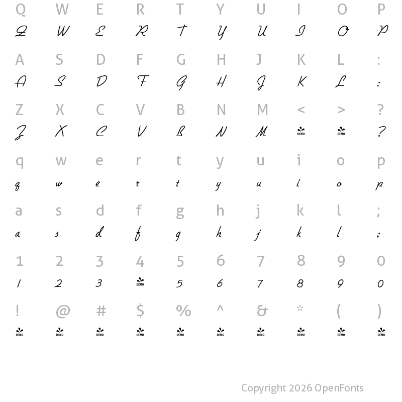Character Map of FONTSPRING DEMO - Giulio Regular