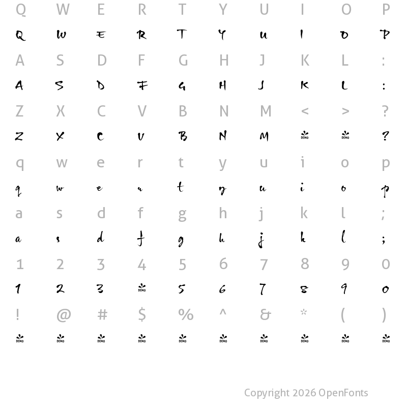 Character Map of FONTSPRING DEMO - Gizmo Regular