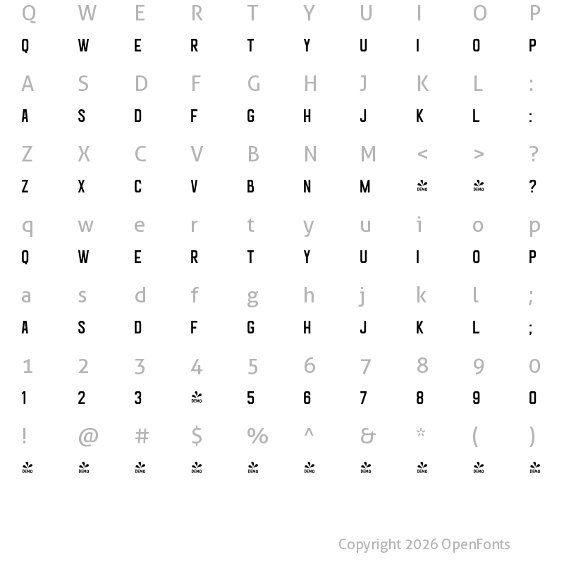 Character Map of FONTSPRING DEMO - Goldana Base Base