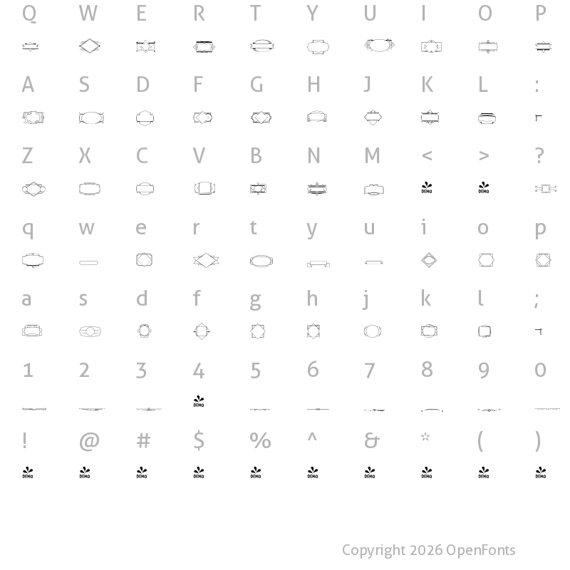 Character Map of FONTSPRING DEMO - Goldana Extra
