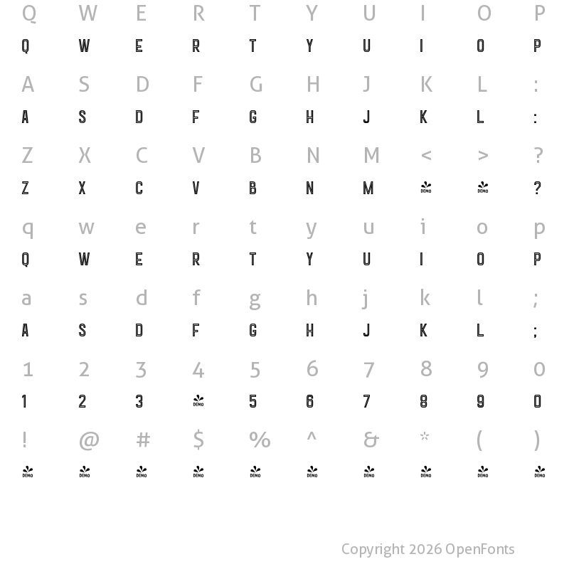 Character Map of FONTSPRING DEMO - Goldana Inline Inline