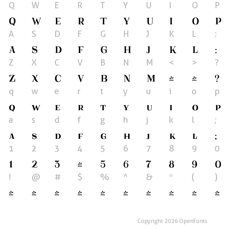 Character Map of FONTSPRING DEMO - Gorni SC