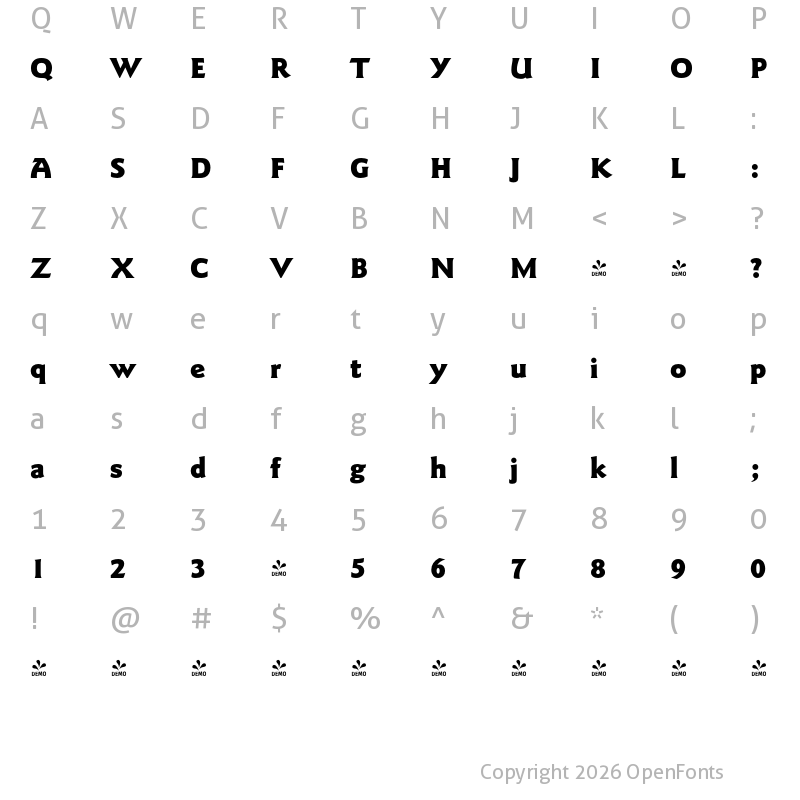 Character Map of FONTSPRING DEMO - Goudy Sans Pro Black Regular