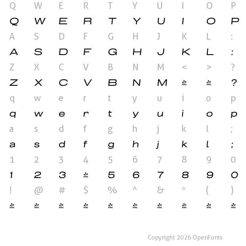 Character Map of FONTSPRING DEMO - Grillmaster Extended Italic