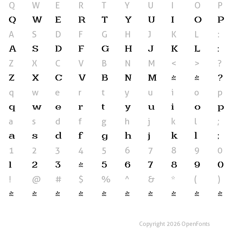 Character Map of FONTSPRING DEMO - Grow Bones Regular