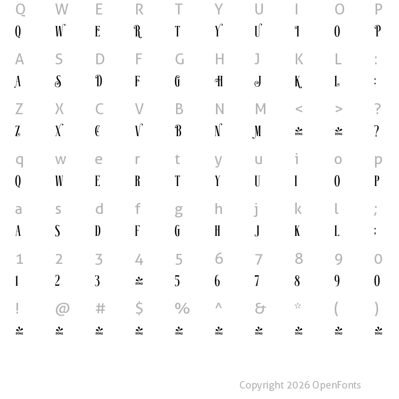 Character Map of FONTSPRING DEMO - Gruesome Regular