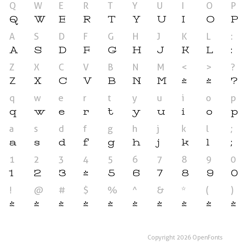 Character Map of FONTSPRING DEMO - Gulkana Regular