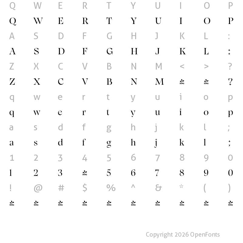Character Map of FONTSPRING DEMO - Gwen Regular