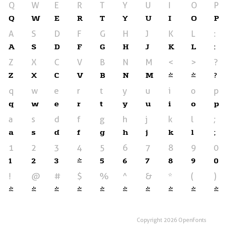 Character Map of FONTSPRING DEMO - Haeock Bold
