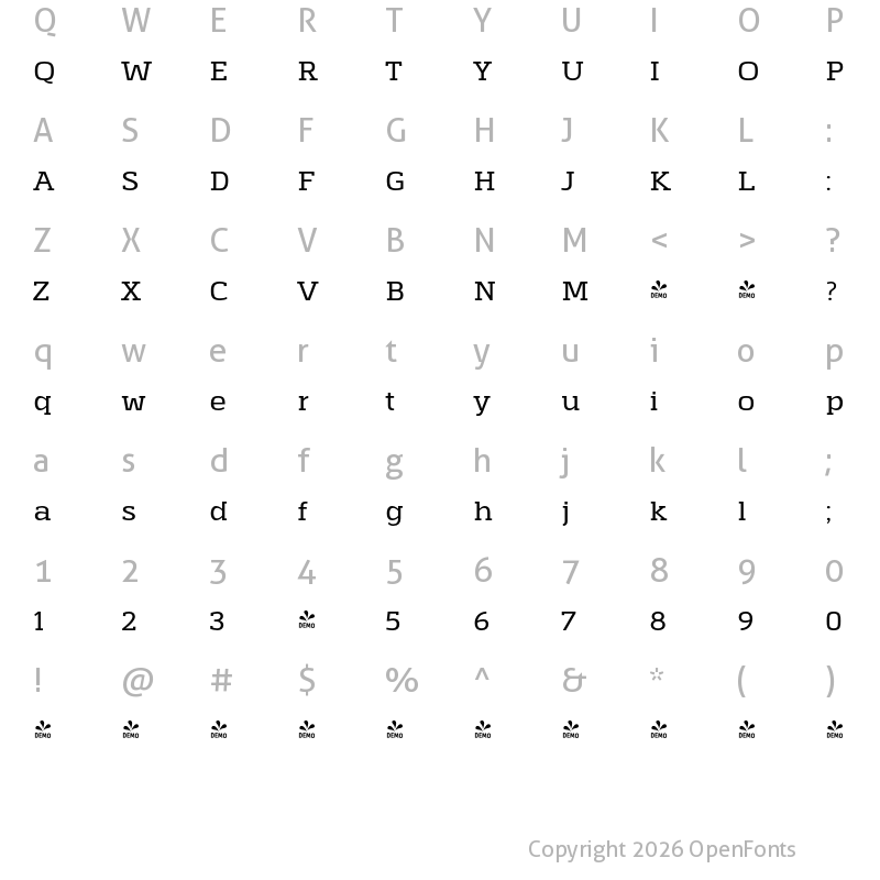 Character Map of FONTSPRING DEMO - Haeock Regular