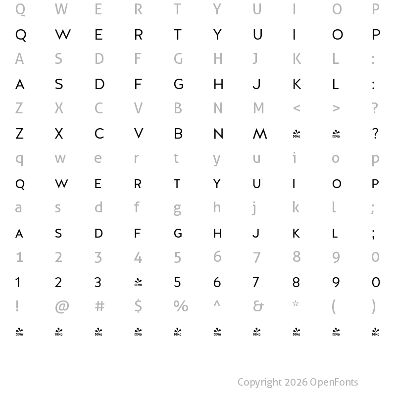 Character Map of FONTSPRING DEMO - Halis GR S Book Regular