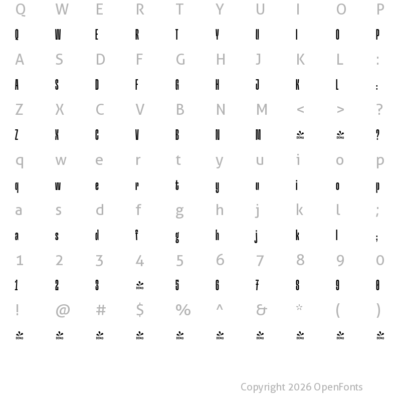 Character Map of FONTSPRING DEMO - Hardbop SemiBold Regular