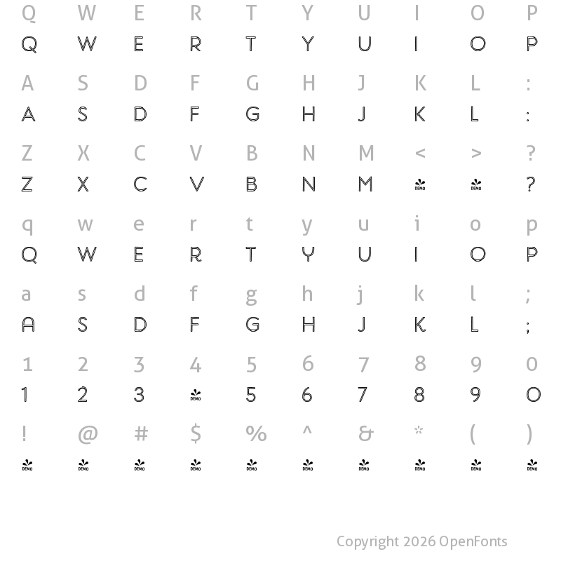 Character Map of FONTSPRING DEMO - Harman Retro Inline Regular