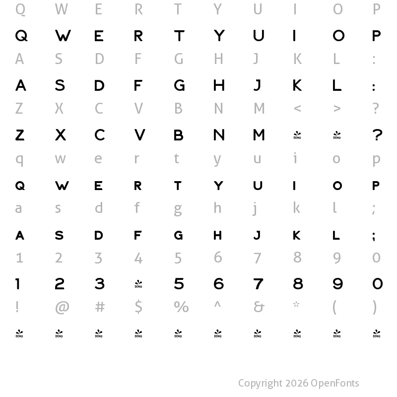 Character Map of FONTSPRING DEMO - Haymer Small Capitals Bold