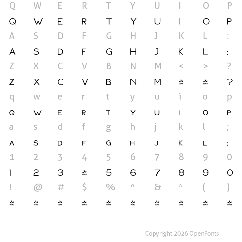 Character Map of FONTSPRING DEMO - Haymer Small Capitals Light Light