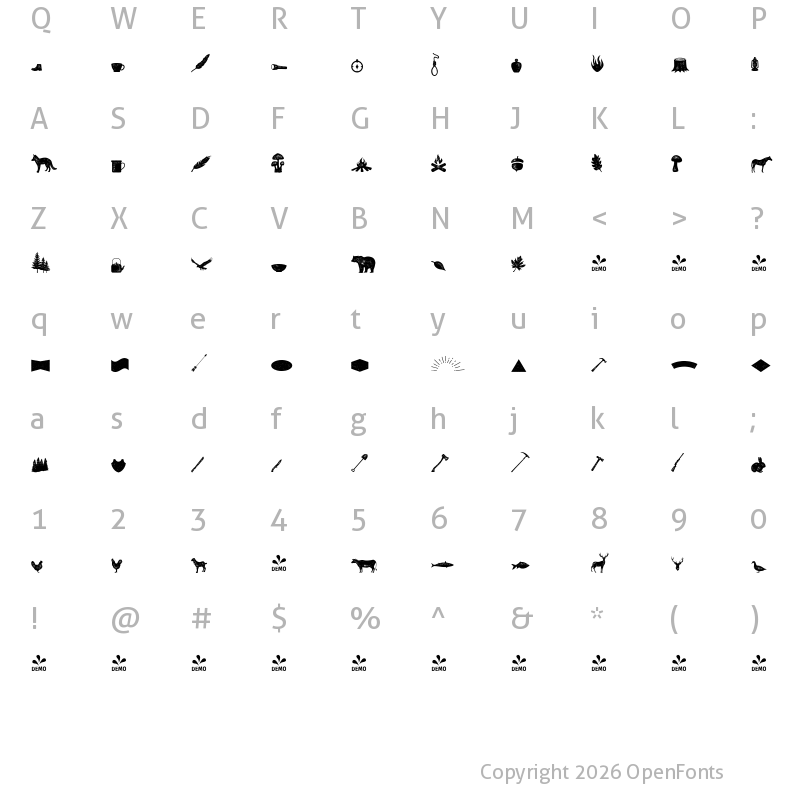 Character Map of FONTSPRING DEMO - Heiders Extras 1 Regular