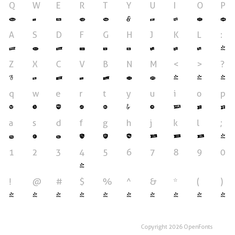 Character Map of FONTSPRING DEMO - Heiders Extras 4 Regular
