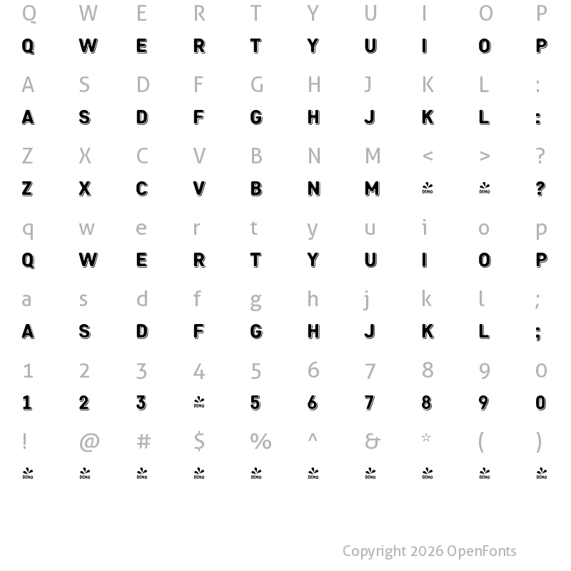 Character Map of FONTSPRING DEMO - Heiders Sans C Sh Black C Sh Black