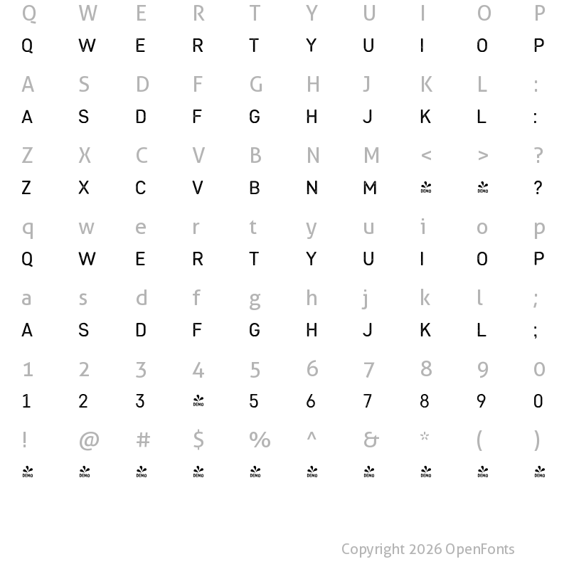 Character Map of FONTSPRING DEMO - Heiders Sans R 2 Regular R 2 Regular