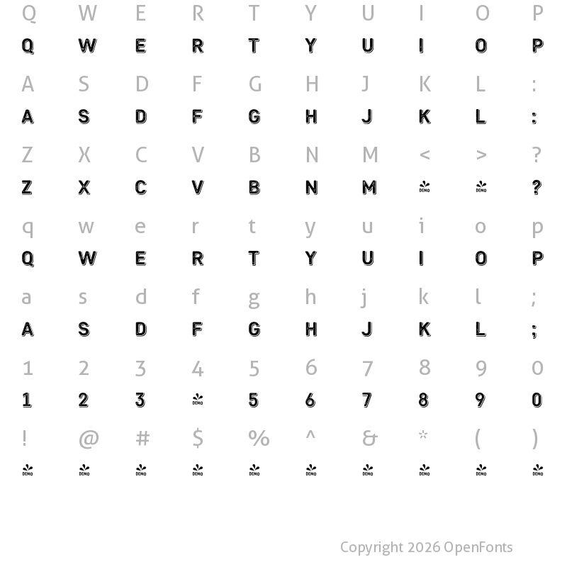 Character Map of FONTSPRING DEMO - Heiders Sans R 2 Sh Bold R 2 Sh Bold