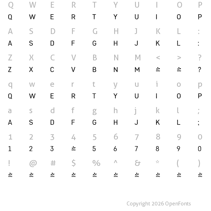 Character Map of FONTSPRING DEMO - Heiders Sans R 4 Regular Regular