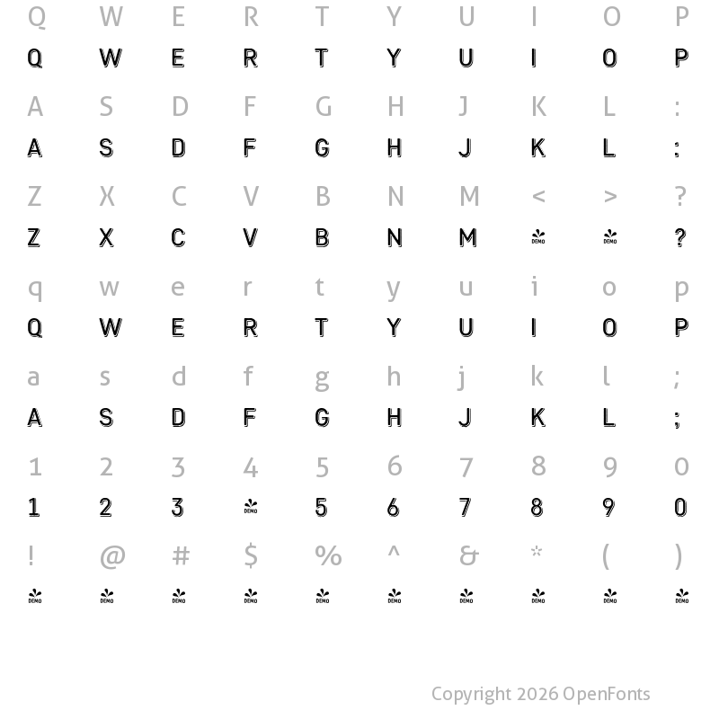 Character Map of FONTSPRING DEMO - Heiders Sans R Sh Regular Regular