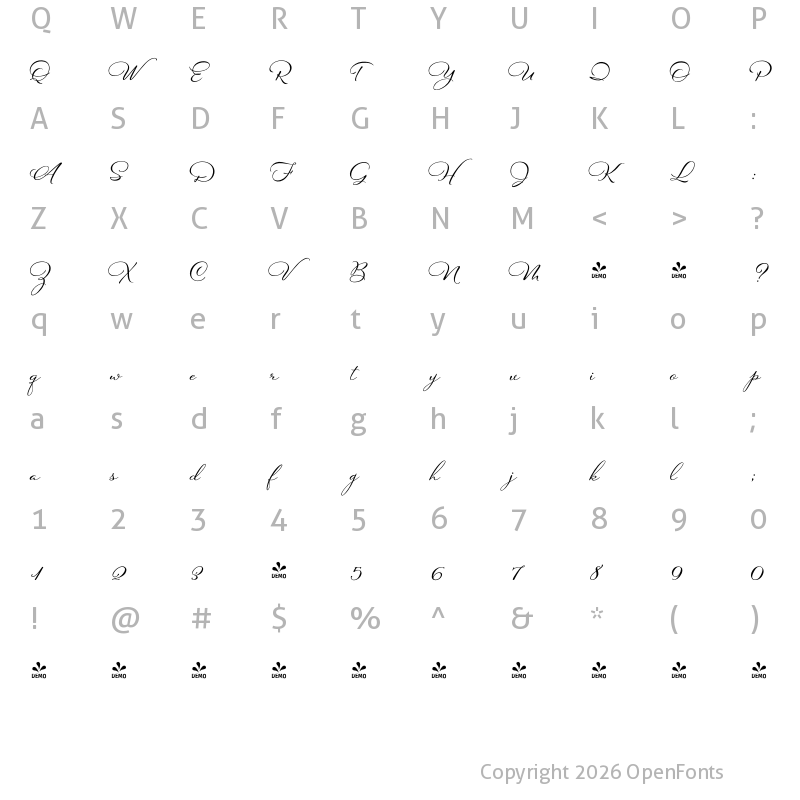 Character Map of FONTSPRING DEMO - Hello My Love Pro Regular