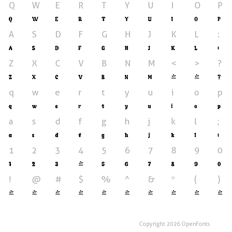 Character Map of FONTSPRING DEMO - Hello Oppa Regular