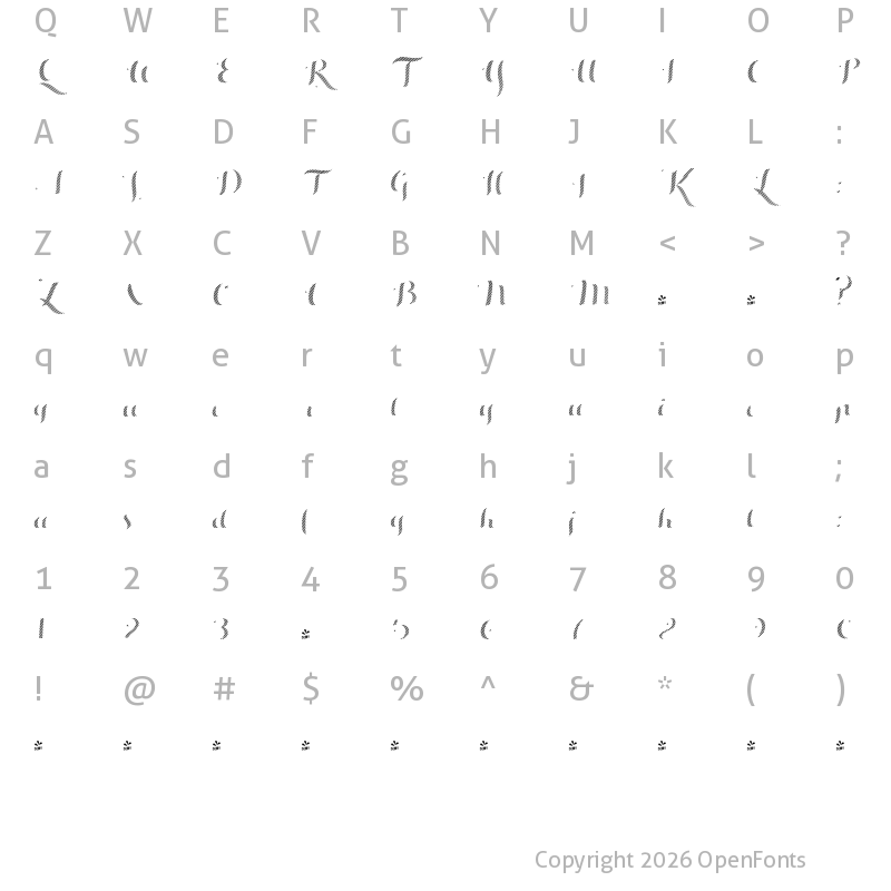 Character Map of FONTSPRING DEMO - Hello Script Striped Fill Bold Italic