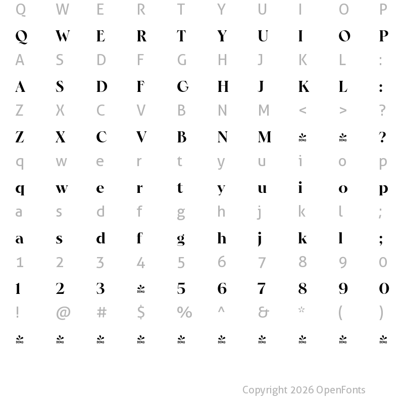 Character Map of FONTSPRING DEMO - Hernandez Bros A- Bold