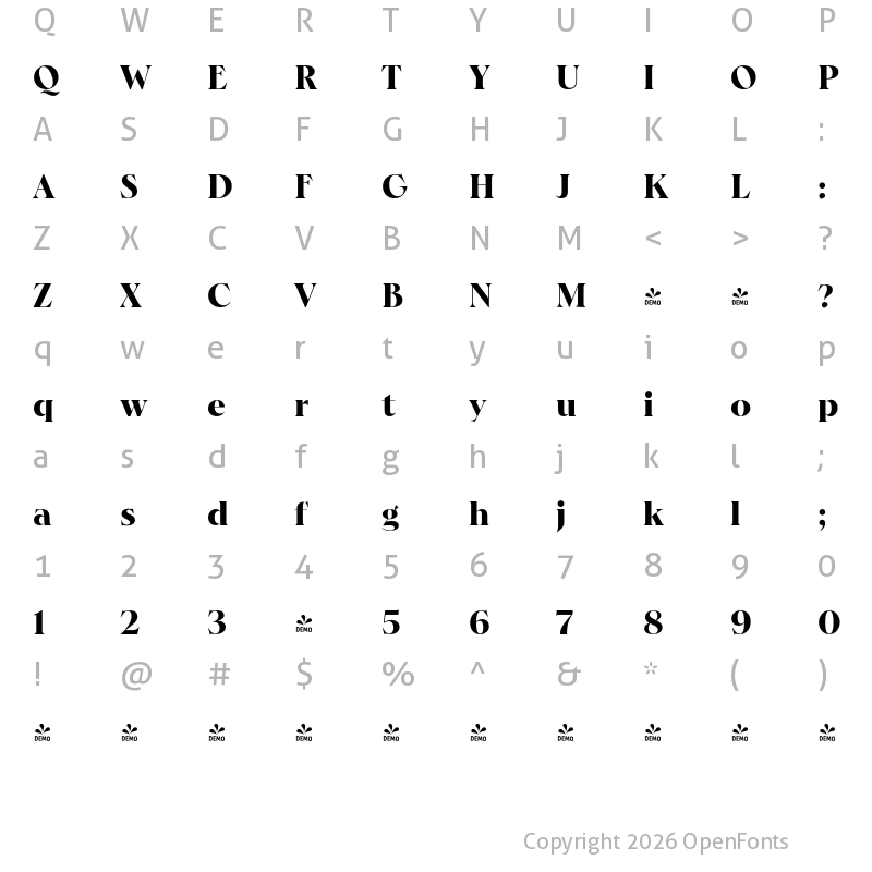 Character Map of FONTSPRING DEMO - Hernandez Bros Extrabold Regular