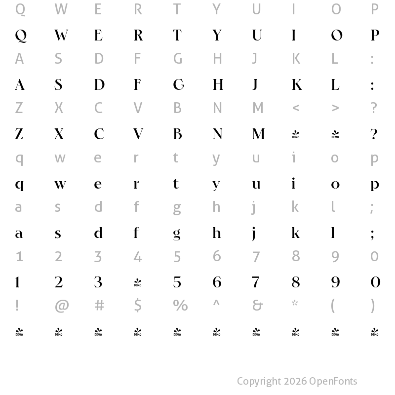 Character Map of FONTSPRING DEMO - Hernandez Bros Semibold Regular