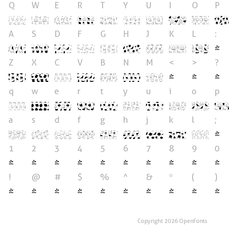 Character Map of FONTSPRING DEMO - Hogar Slab Patterns Regular