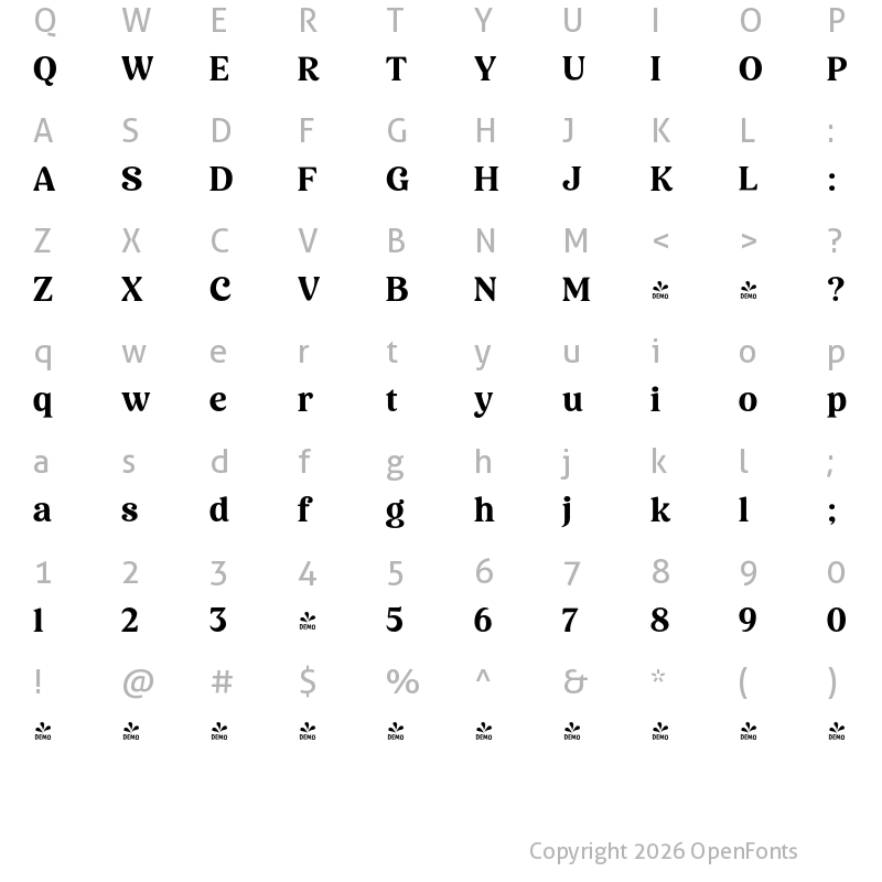 Character Map of FONTSPRING DEMO - Holimole Black Regular