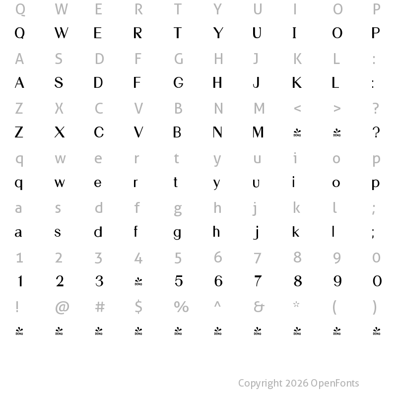 Character Map of FONTSPRING DEMO - Holt Sans Bold