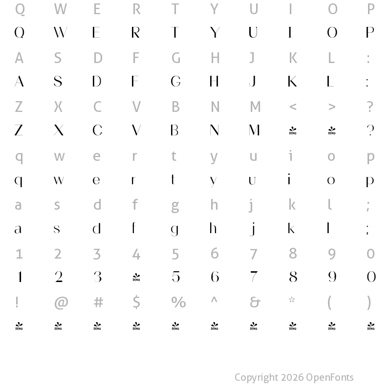 Character Map of FONTSPRING DEMO - Holt Sans Light Regular