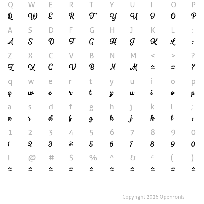 Character Map of FONTSPRING DEMO - HoneyDrops 3 Regular
