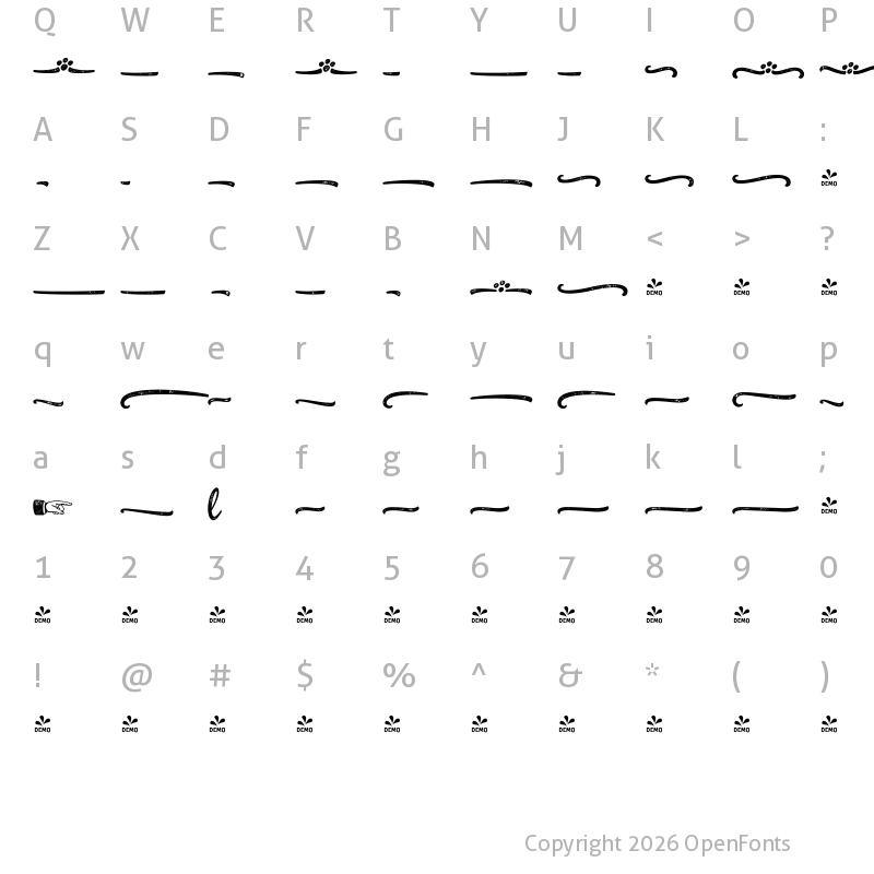 Character Map of FONTSPRING DEMO - HoneyDrops Ext 3 Regular