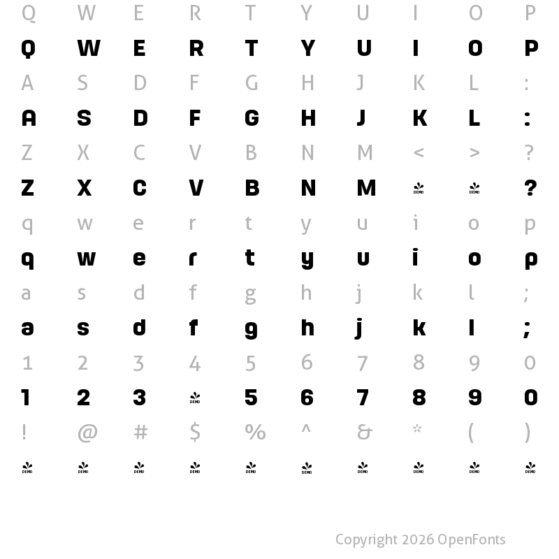 Character Map of FONTSPRING DEMO - HongKong Bold