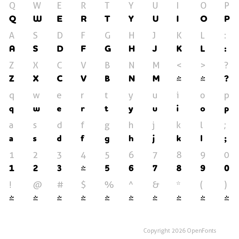 Character Map of FONTSPRING DEMO - Houschka Rounded ExtraBold Regular