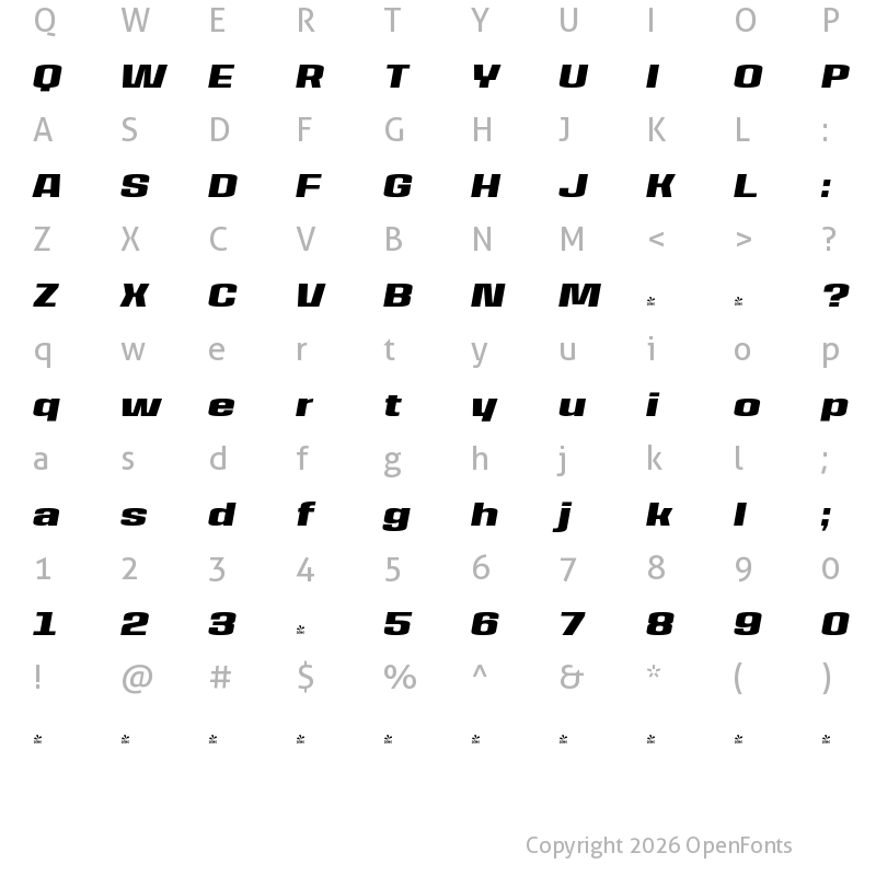 Character Map of FONTSPRING DEMO - House Sans Black Italic