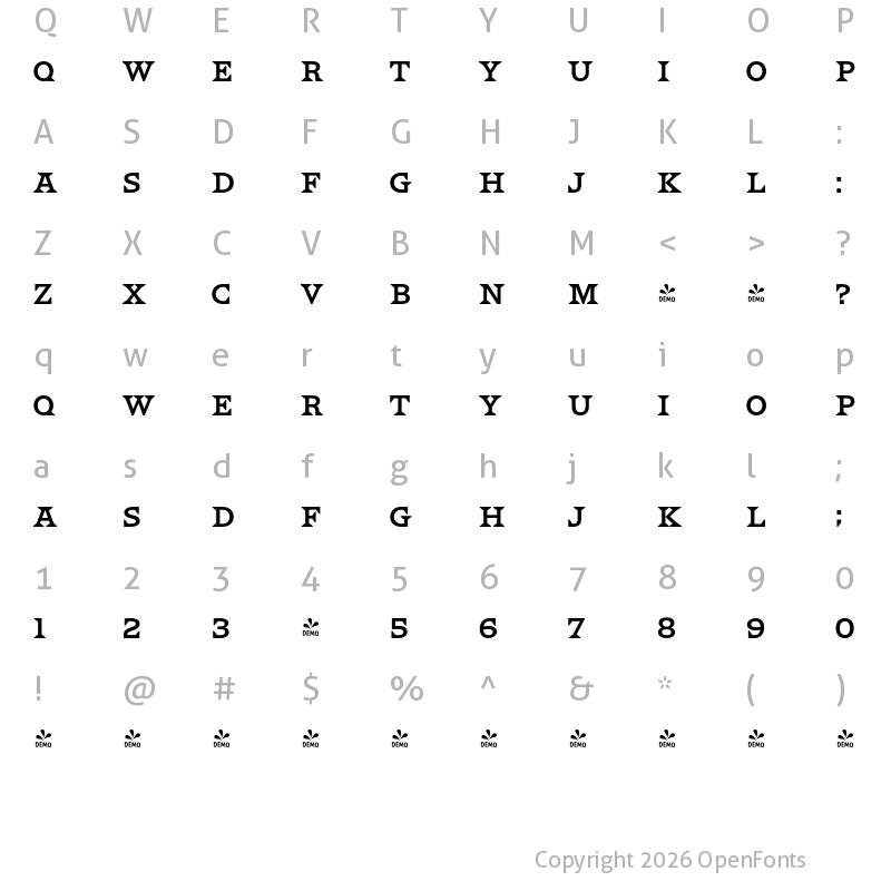Character Map of FONTSPRING DEMO - HWT VanLanen Regular