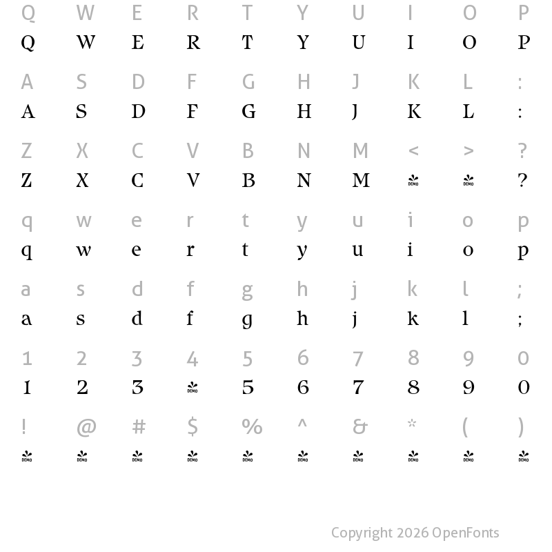 Character Map of FONTSPRING DEMO - Iceberg Pro Regular
